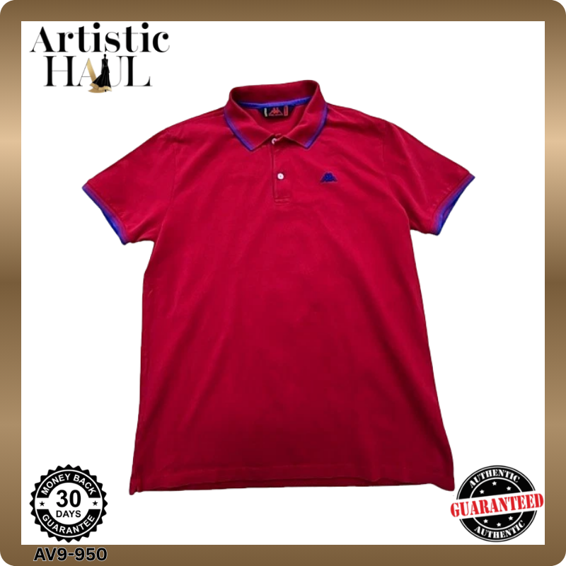 Kappa Red Cotton Polo Shirt XXL Short Sleeve Button Men Regular