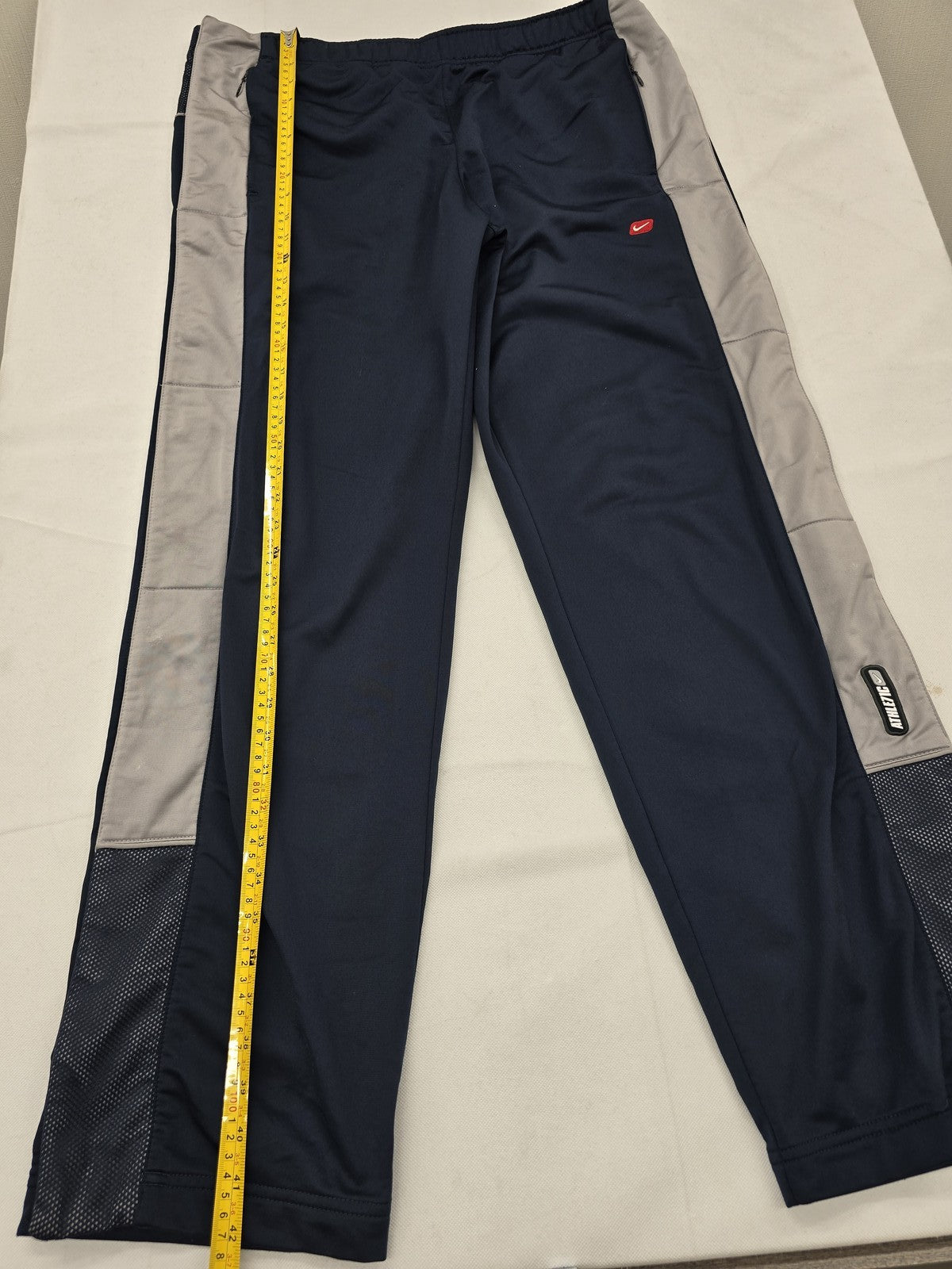 Nike Men's L Navy/Grey Striped Tapered Track Pants Drawstring