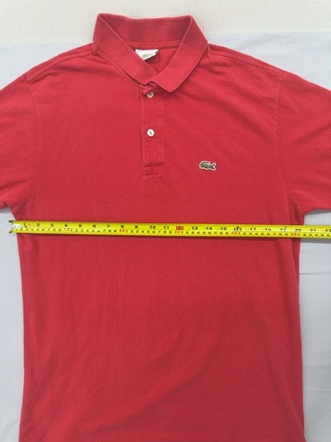 Lacoste Red Cotton Polo Shirt Short Sleeve Men's Size 7 Croc Logo