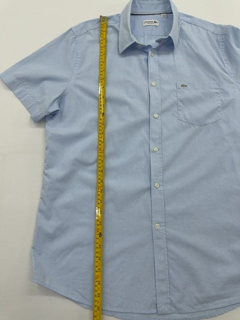 Lacoste Men Light Blue Button-Up Shirt Size US 1 Regular Fit Style