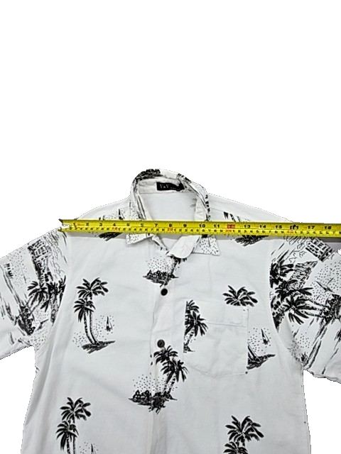 Vineyard Vines Men's White Palm Tree Camp Collar Shirt Size M