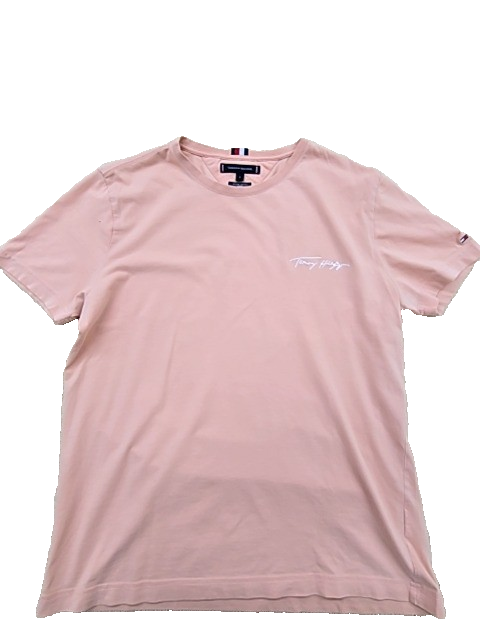 Tommy Hilfiger Pink L Short Sleeve Crewneck Organic Cotton T-Shirt Unisex