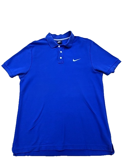 Nike Men's L Blue Short Sleeve Polo Button-Down Shirt Solid