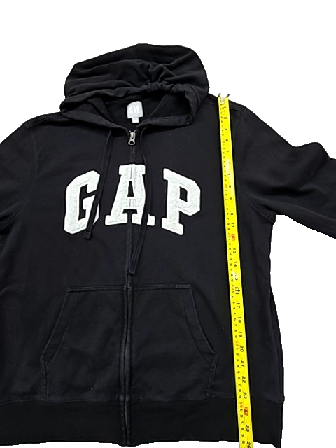 Gap Men's Black Zip-Up Fleece Hoodie Relaxed Fit Adult