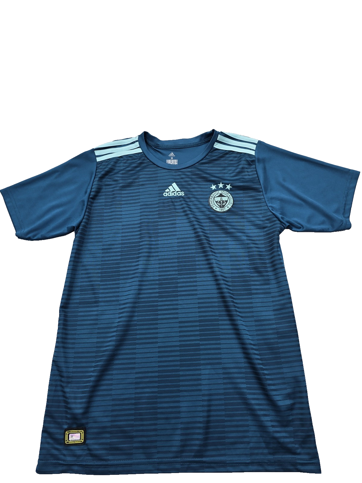 Adidas Men's Navy Striped Soccer Jersey M Short Sleeve Climacool