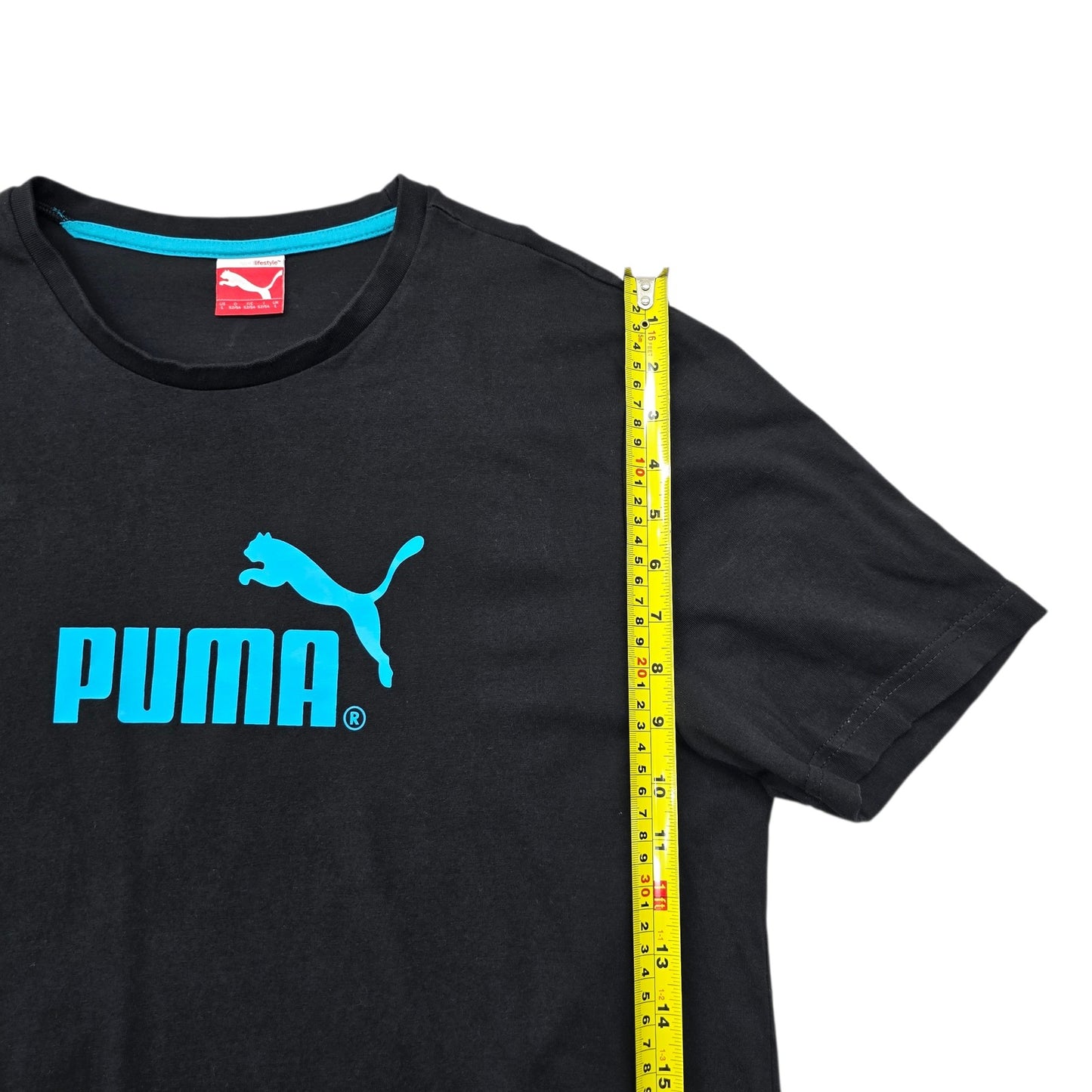 PUMA Men's Black Cat Logo Crew Neck T-Shirt Size L