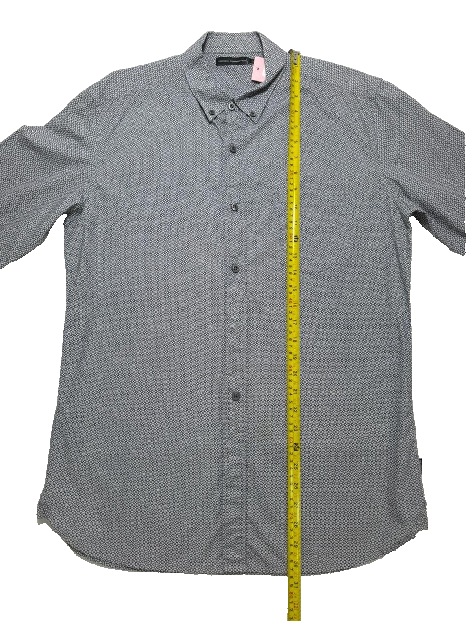 French Connection Men's Shirt - Dark Navy Ditsy Slim Long Sleeve Formal - Size M