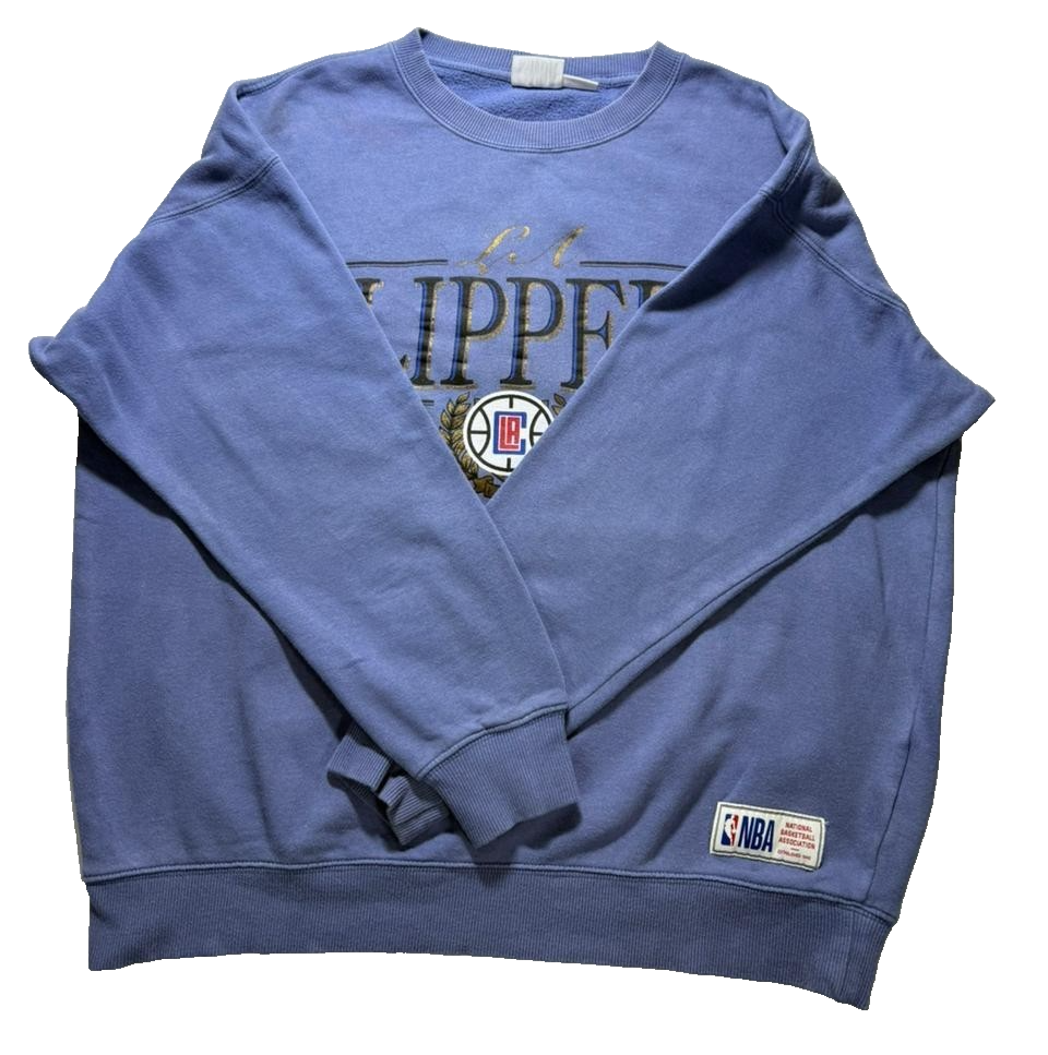 Vintage 90S La Clippers Nba Crewneck Sweatshirt Blue - Size M