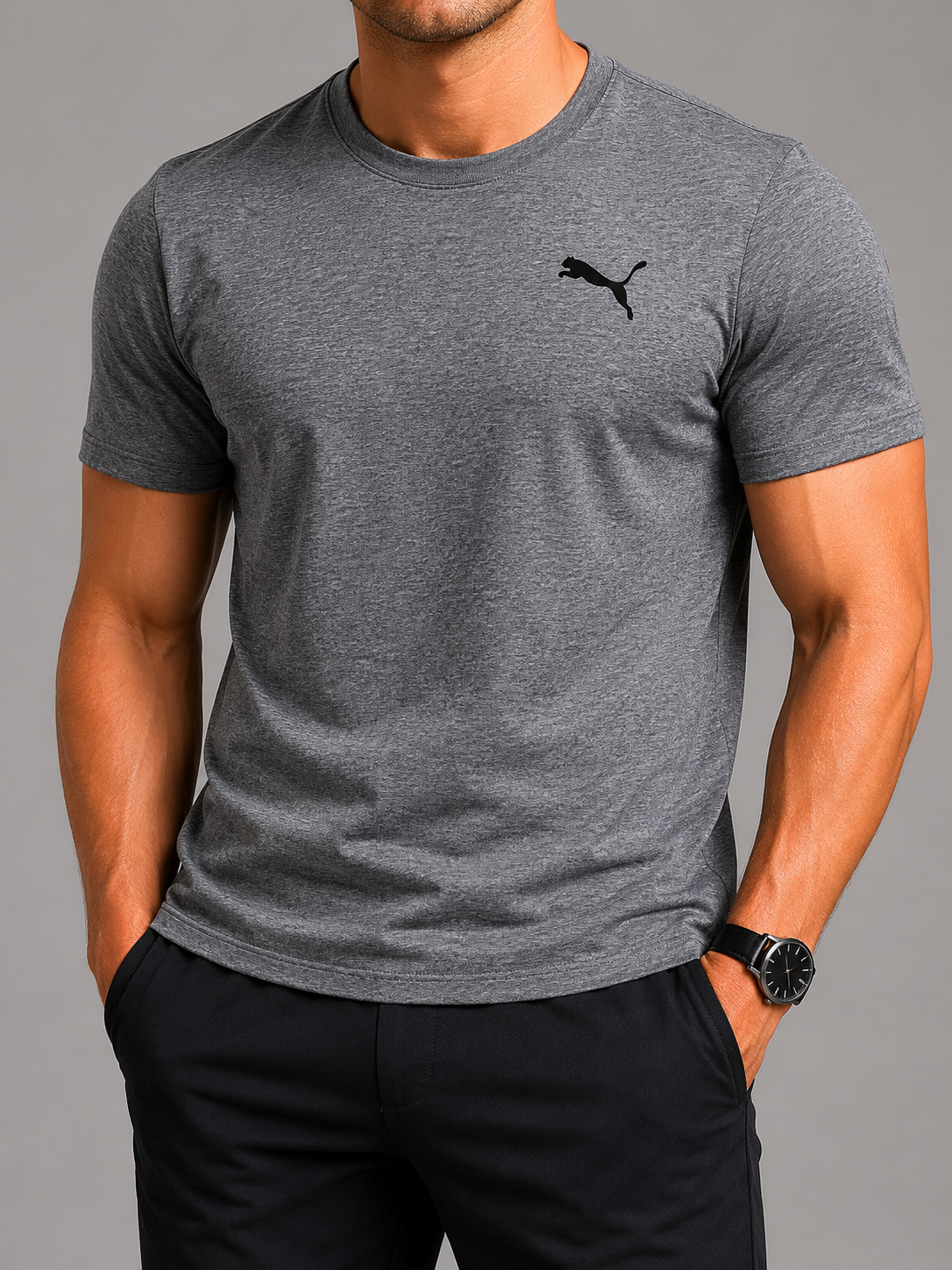 Puma Men Gray T-Shirt size L product image 1