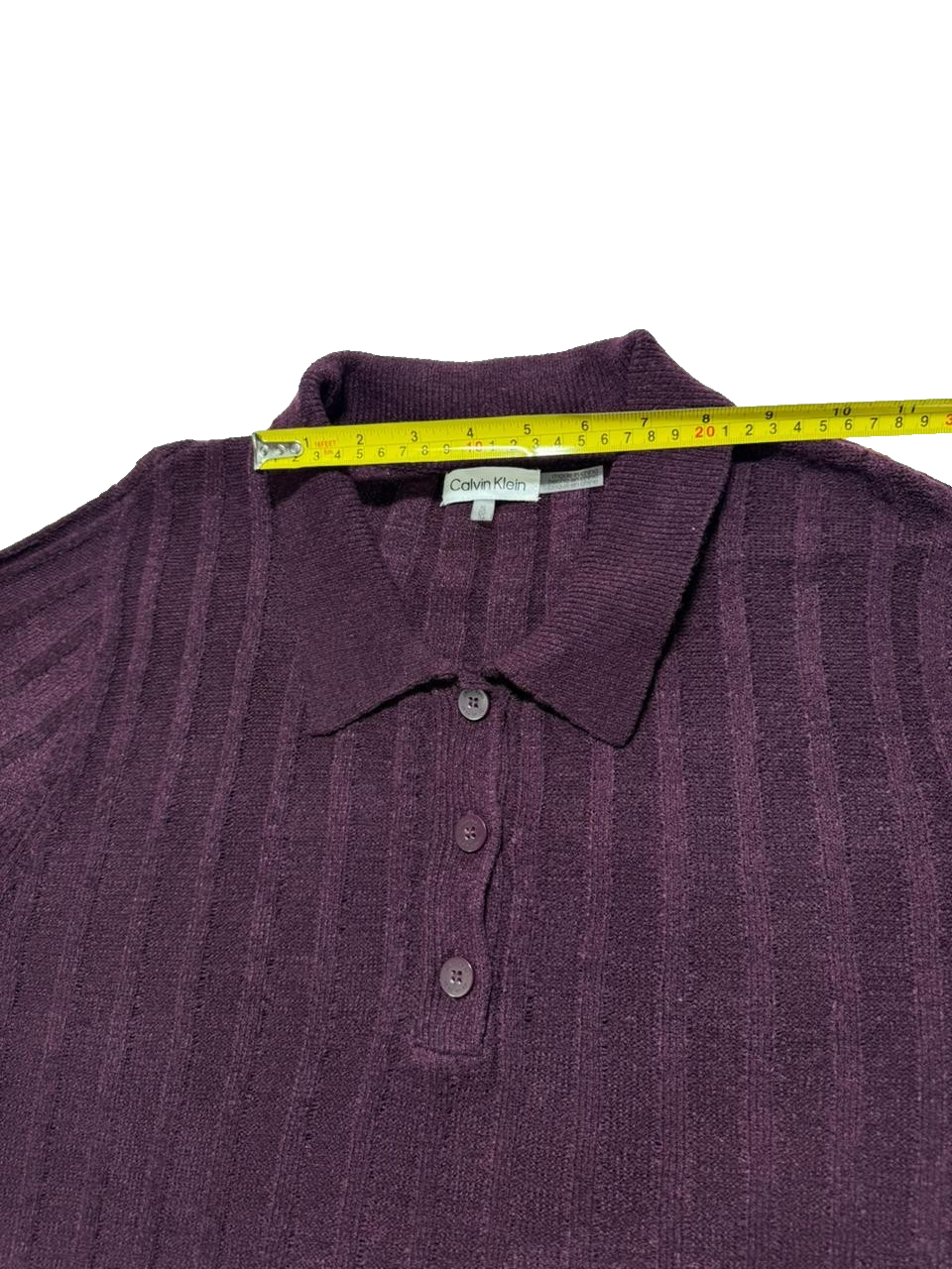 Calvin Klein Women's Polo Nylon Acrylic Short Sleeve Sweater