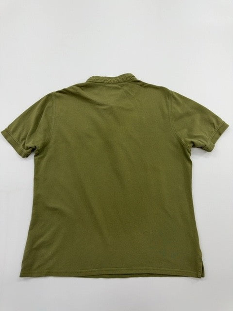 Enrico Coveri Boys Olive Polo Shirt Size M Button Front Logo