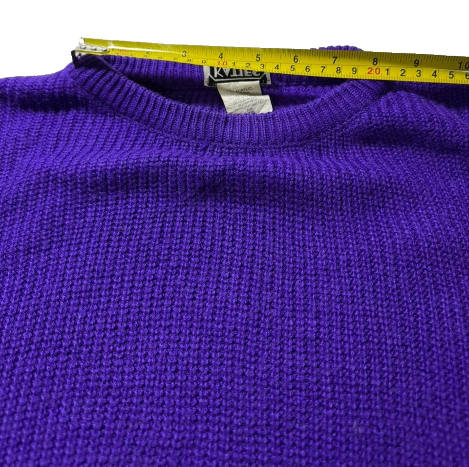 Katies Acrylic Wool Sweater Ribbed Knit Purple Women's Luxury | Size 12