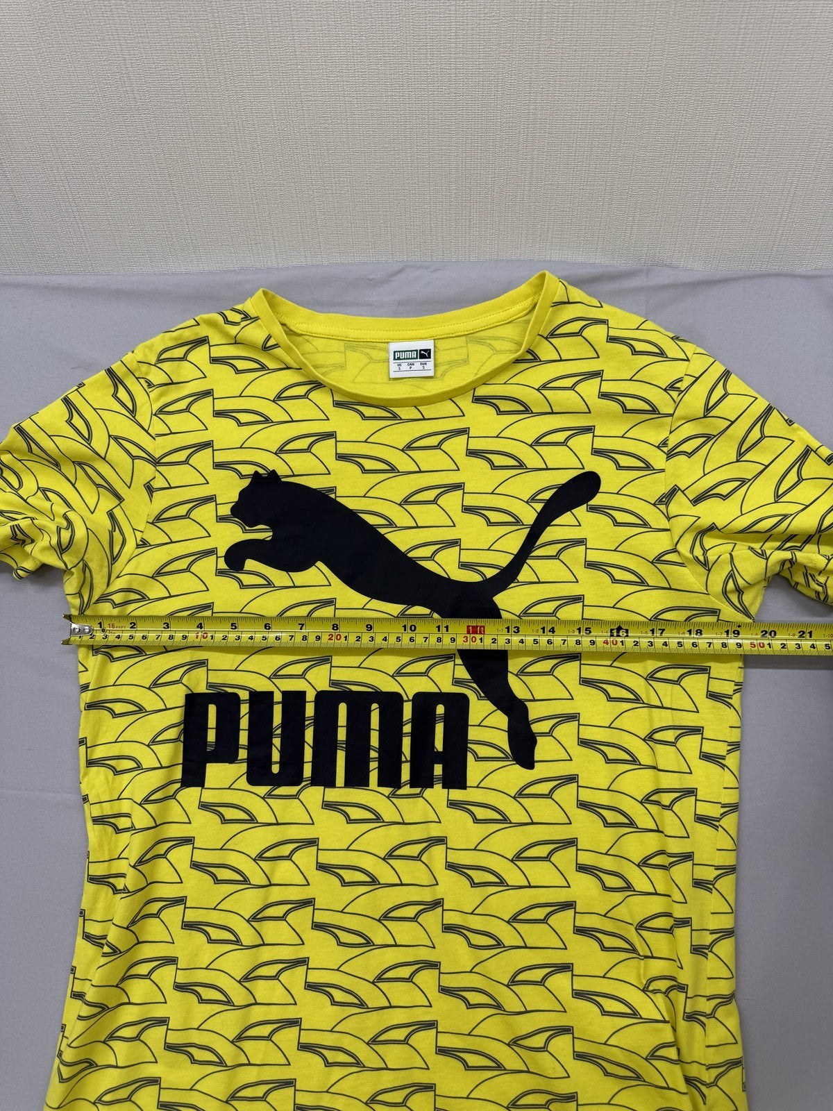 Puma Yellow Zigzag Men's Short Sleeve T-Shirt Crewneck S