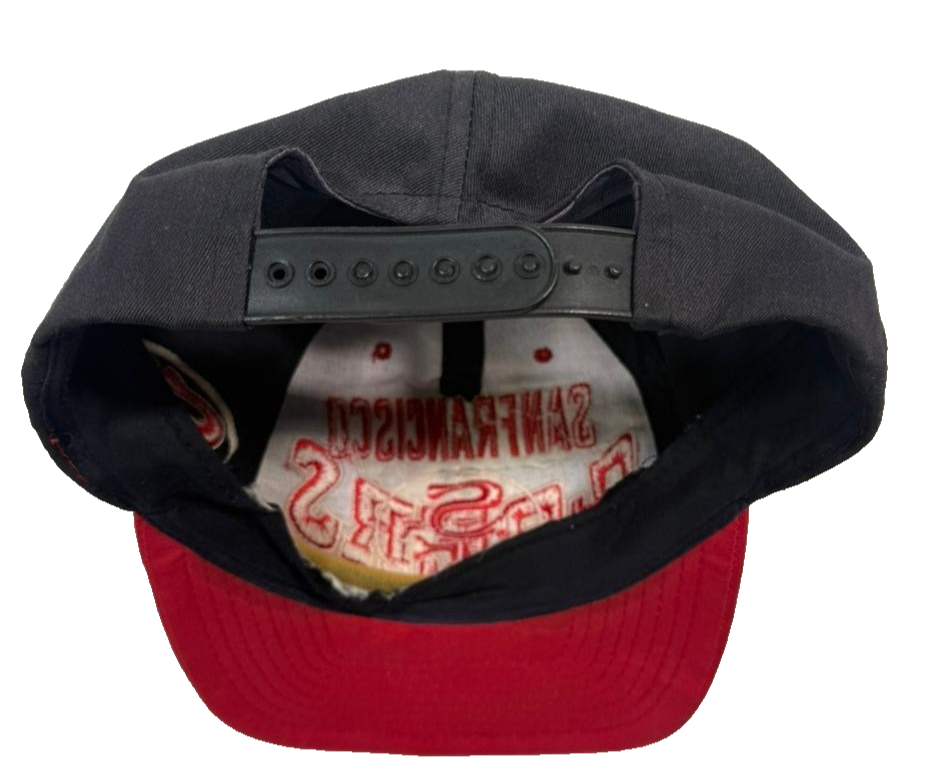 San Francisco 49Ers Men's Black Red Snapback Hat Embroidered Logo Nfl Adjustable