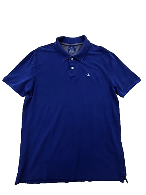 Champion Navy Blue Cotton Piqué Polo Shirt Men's Medium Short Sleeve