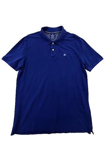 Champion Navy Blue Cotton Piqué Polo Shirt Men's Medium Short Sleeve