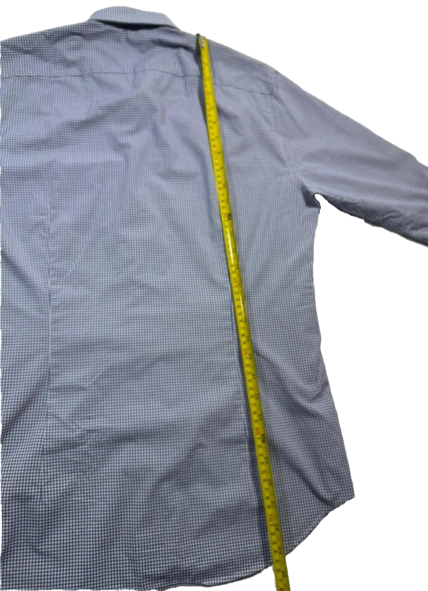 Tommy Hilfiger Men's Blue White Check Dress Shirt Easy Care Size 39