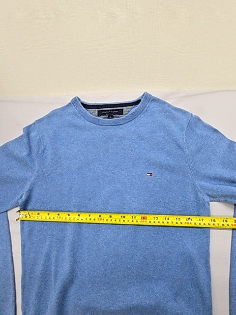 Tommy Hilfiger Men's XS Blue Cable Knit Crewneck Sweater Cotton