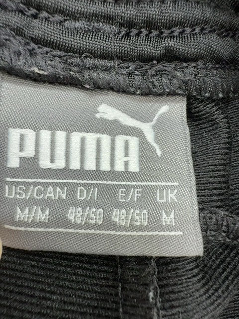 Puma Men's Black Track Pants T7 Size M Zip Pockets Relaxed Fit