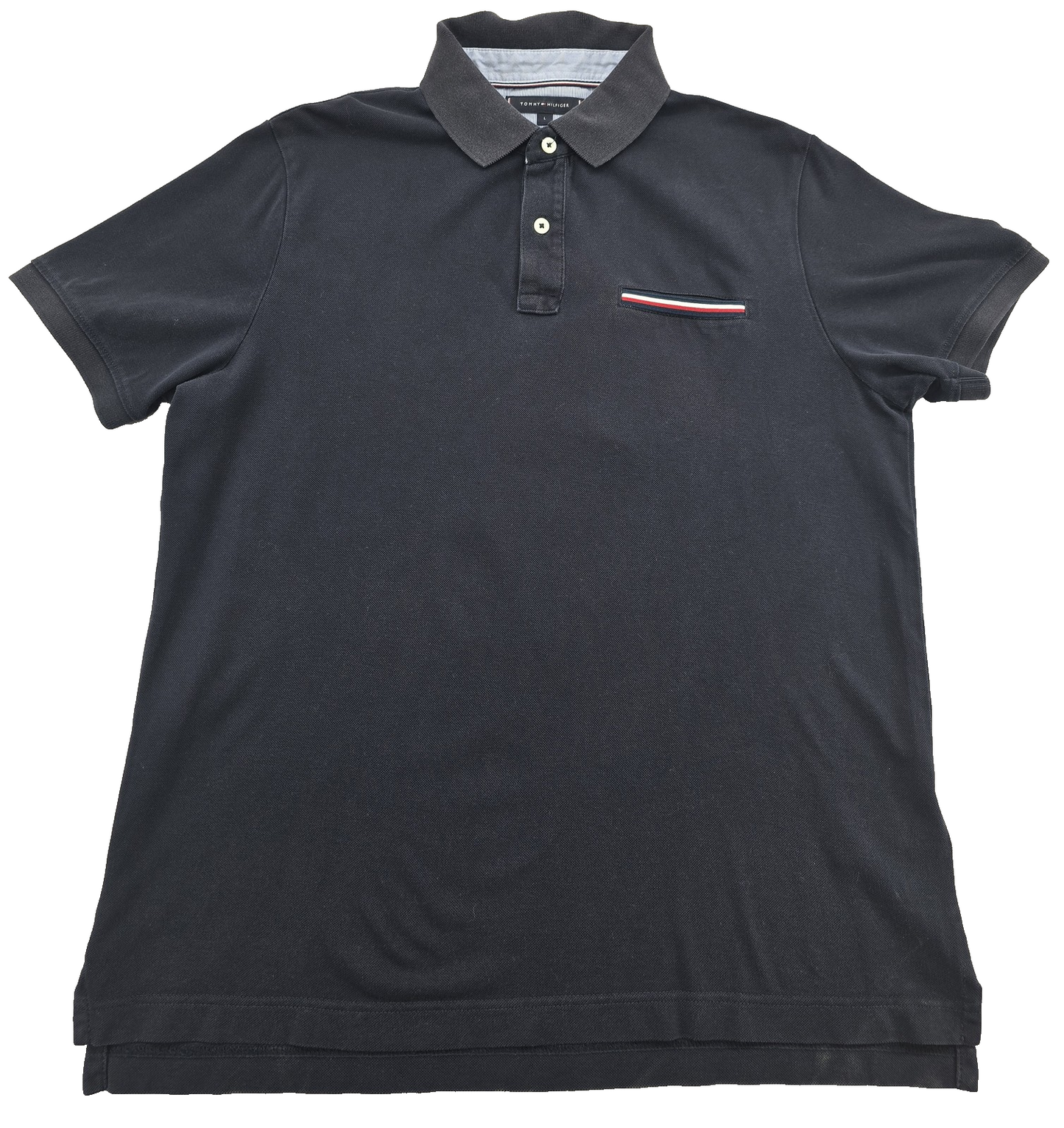 Tommy Hilfiger Men's Polo Shirt Large Navy Blue Slim Fit Cotton