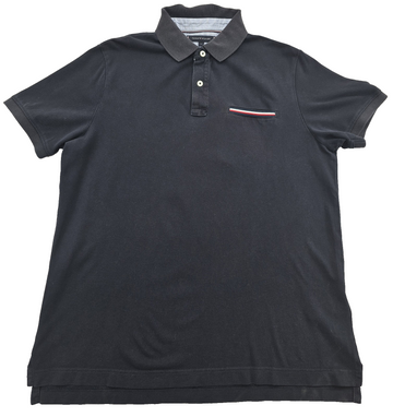 Tommy Hilfiger Men's Polo Shirt Large Navy Blue Slim Fit Cotton