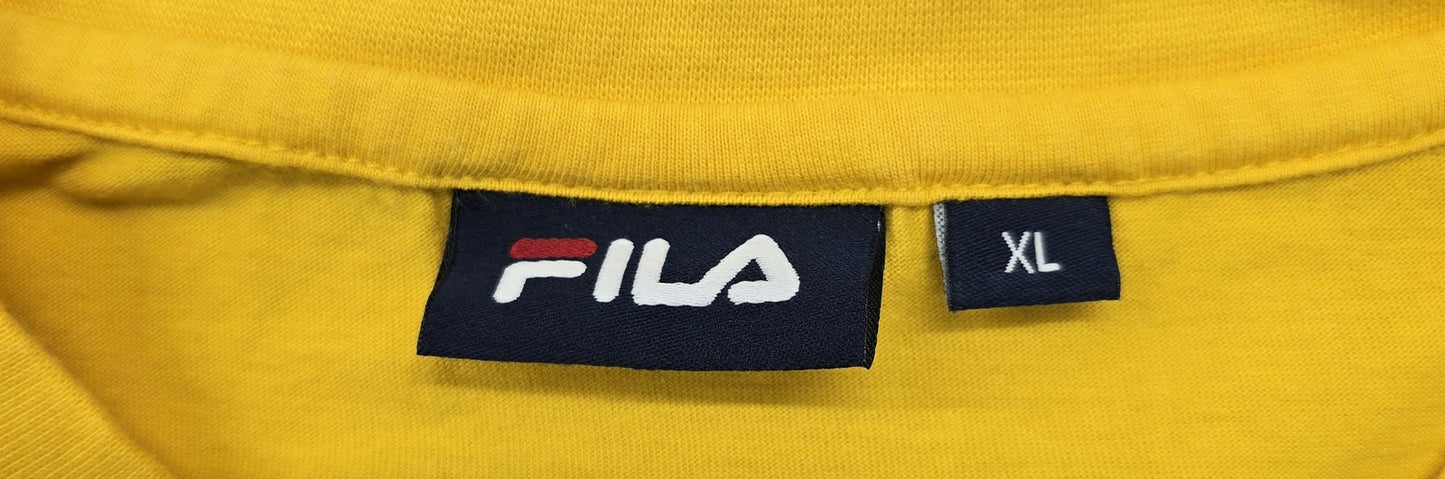 Fila Men's Yellow Athletic Fit Short Sleeve Logo T-Shirt XL