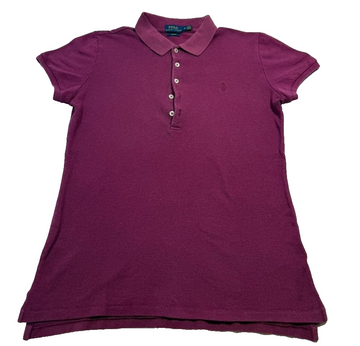 Polo Ralph Lauren Women's Magenta Slim Fit Pique Polo Shirt Pony Logo Size M
