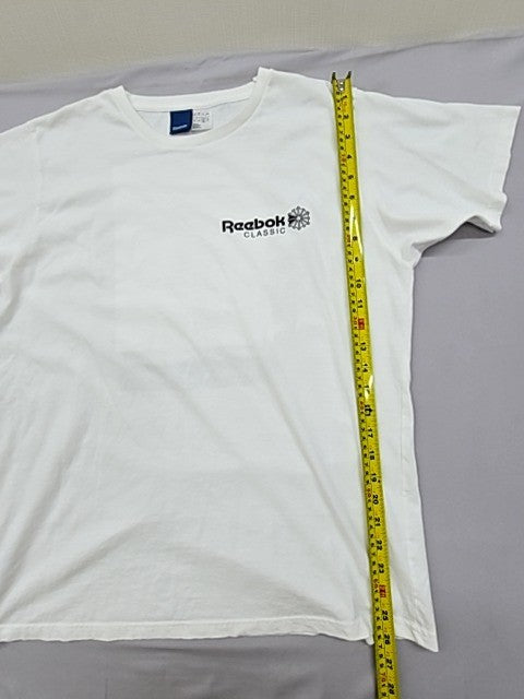 Reebok Men's White Short Sleeve T-Shirt XL Logo Crewneck Italy