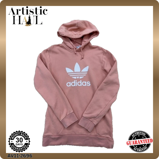 Adidas Women's Pink Hoodie – Size S, Pullover