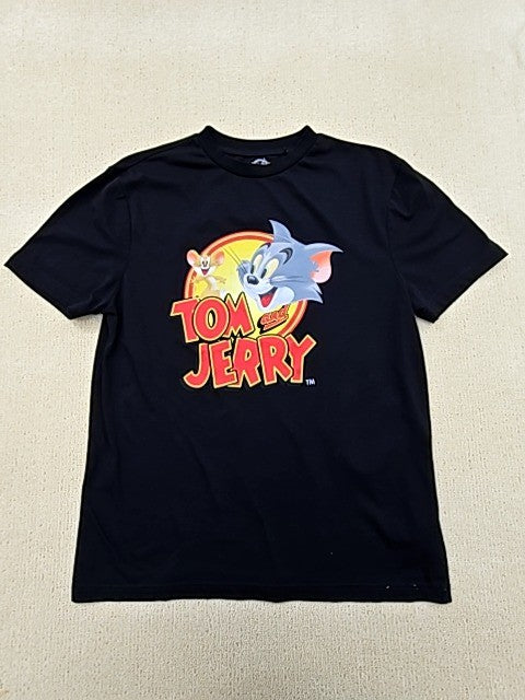 Tom & Jerry Men's Black T-Shirt – Size M, Tom And Jerry Crewneck, Graphic