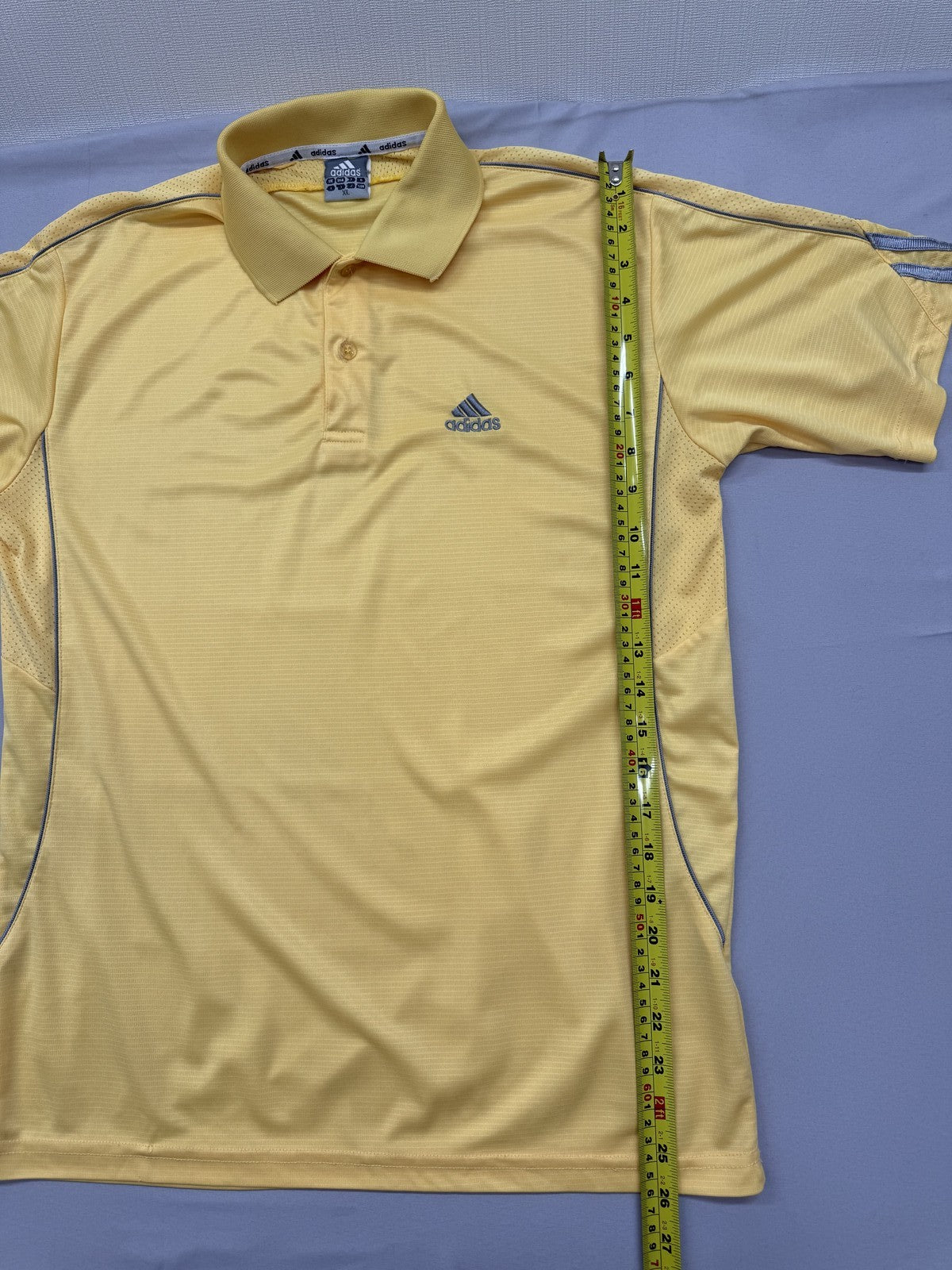 Adidas Men's Yellow Polo Shirt XL Short Sleeve Striped