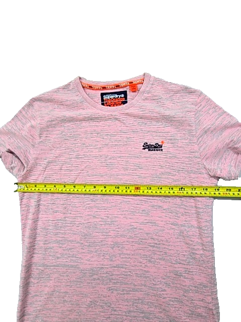Superdry Men's Pink Space Dye Slim T-Shirt Large Orange Label