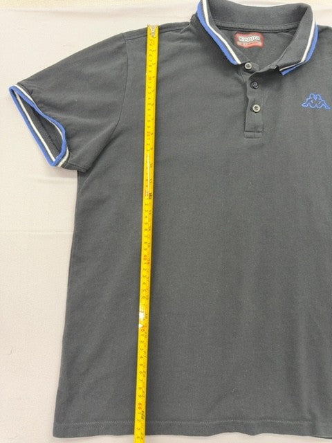 Kappa Men's Gray Polo Shirt XL Short Sleeve Blue Trim Logo Casual