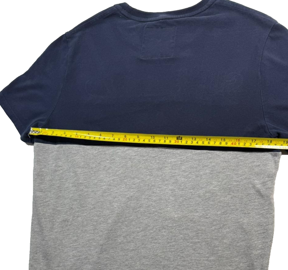 Superdry Men's Navy Gray Colorblock T-Shirt, Size L, Logo Casual Cotton Tee