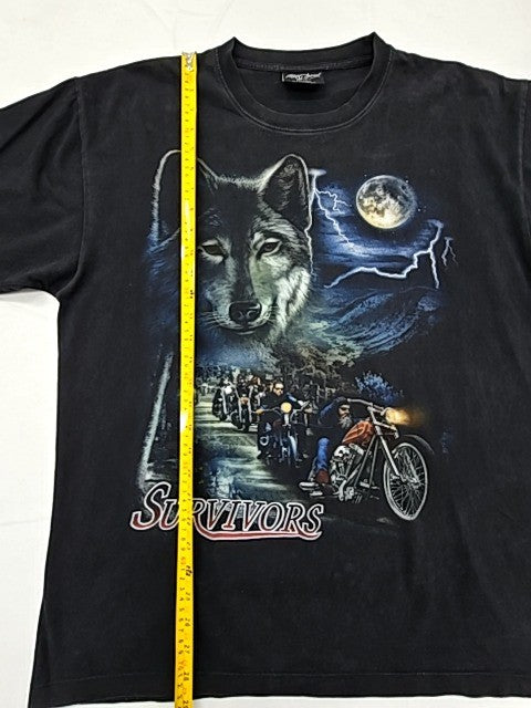Rock Chang Men's XL Black Biker Graphic T-Shirt Cotton