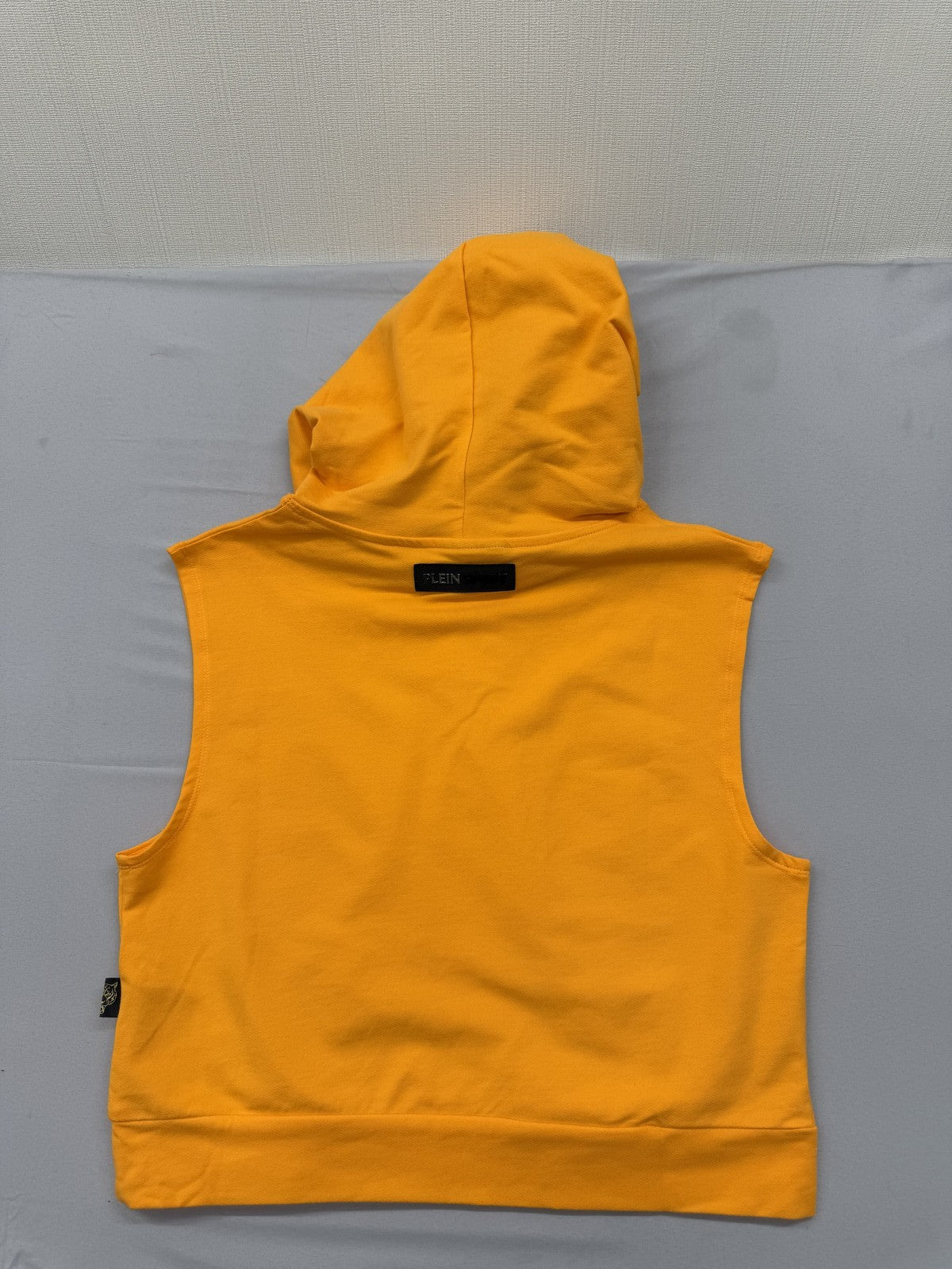 Plein Sport Orange Sleeveless Fleece Hoodie Men's M Prints Logos