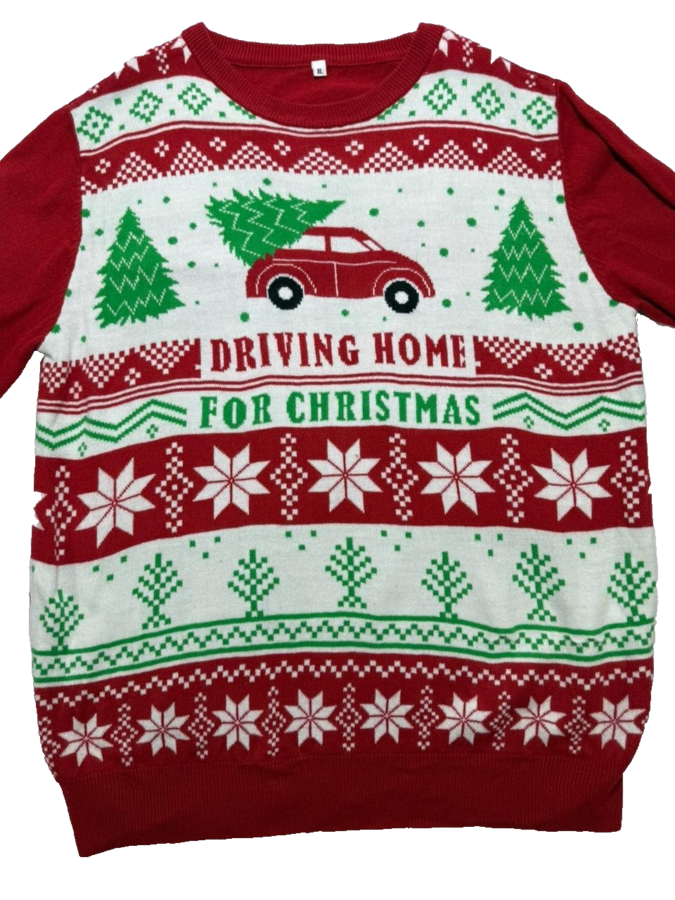 Driving Home For Christmas Holiday Sweater Pullover Long Sleeve Size XL