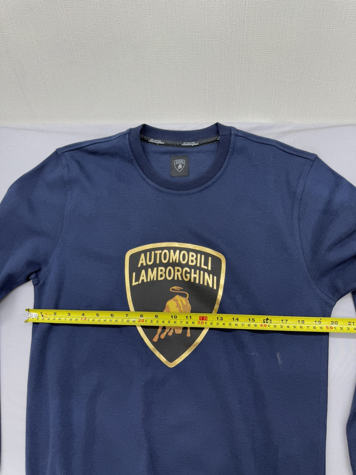 Lamborghini Navy Crewneck Sweatshirt S Men Cotton Long Sleeve