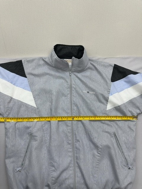 Challenger Men's Grey Striped Track Jacket Size 4 Zipper Long Sleeve