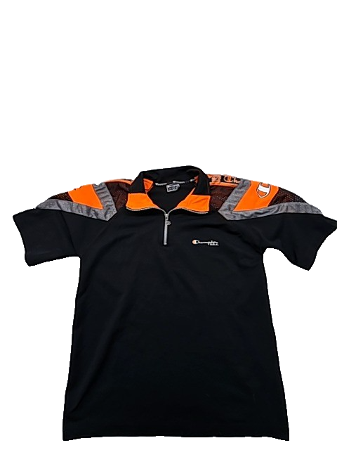 Champion Black Striped Polo Shirt Men's Size S USA