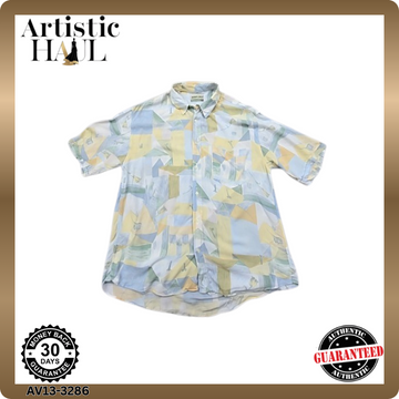 Anonima Camicie Men's Multicolor Geometric Short Sleeve Shirt XL