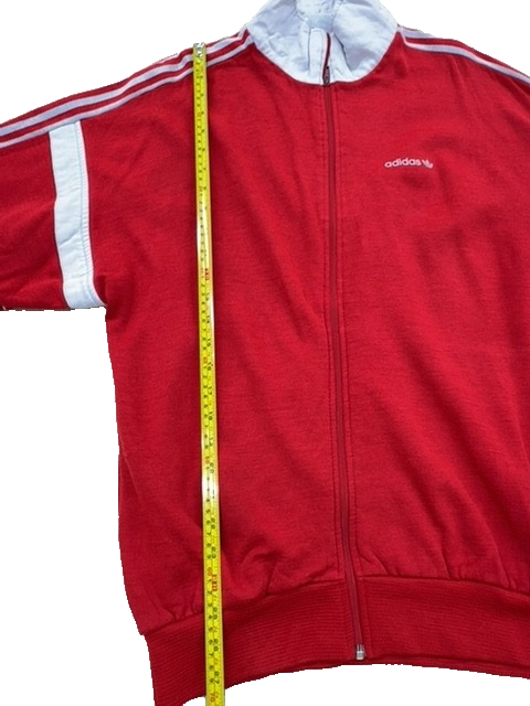 Adidas Red Vintage Track Jacket Men's L Full Zip France Cotton Poly