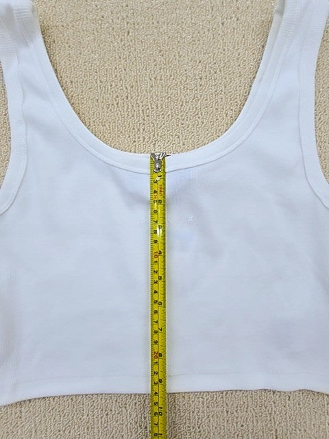 Jordan Women's Cropped Ribbed Tank Top White M Sleeveless