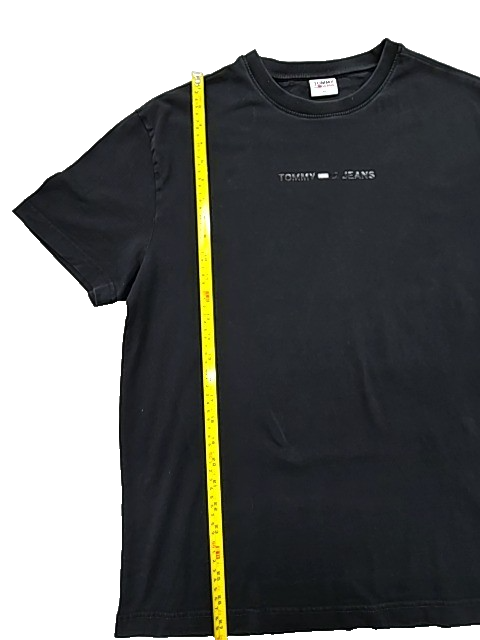 Tommy Jeans Men's Black Slim Fit T-Shirt XL Logo Crewneck DM0DM09586