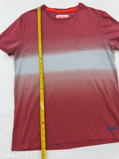 Superdry Men's Red Ombre T-Shirt XL Vintage Relaxed Fit