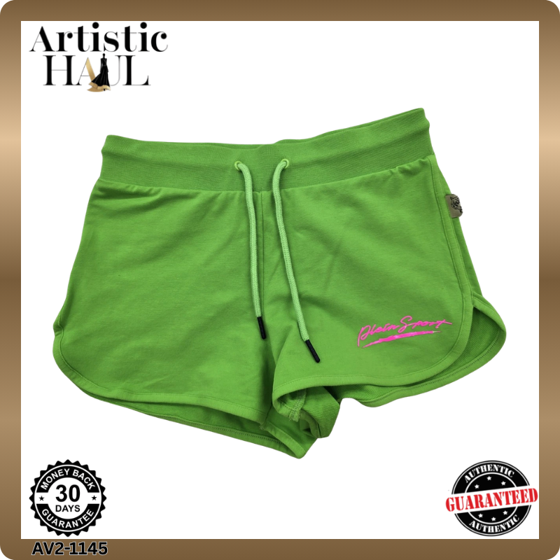 Plein Sport Green Men's Track Shorts Cotton Blend Jersey Fleece