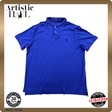 Polo Ralph Lauren Short Sleeve Blue Cotton Polo Shirt Men's Slim Fit