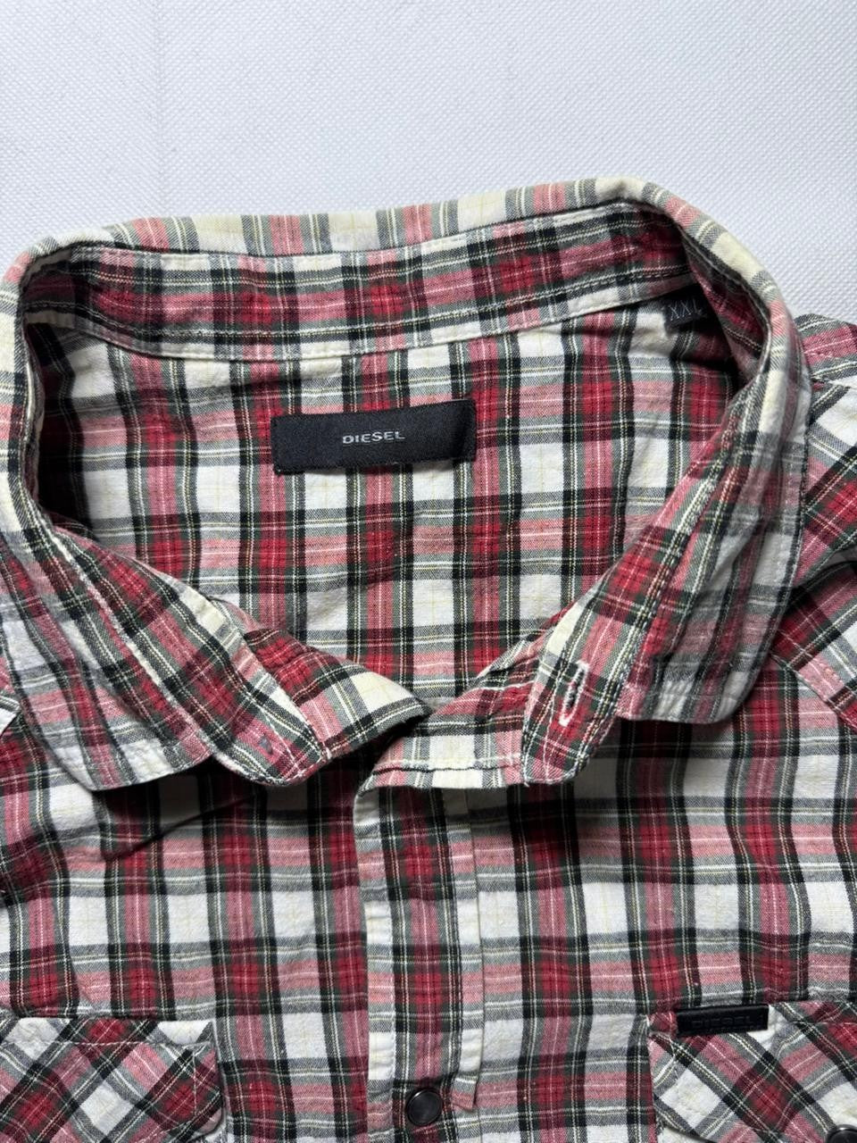 Diesel Men's Dress Shirts Camicia Plaids & Checks Tartan Red - Size M
