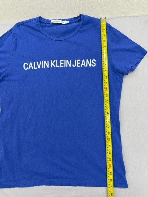 Calvin Klein Jeans Men's XL Blue Cotton Short Sleeve Crewneck T-Shirt