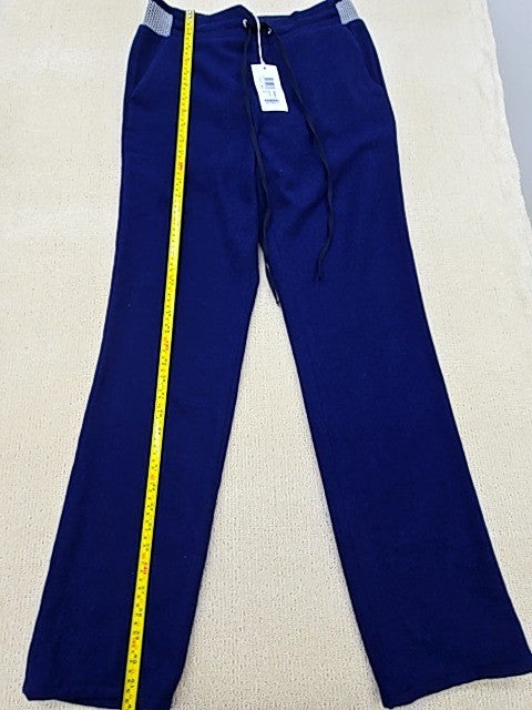 Harmont & Blaine Navy Slim Fit Cotton Pants Embroidered Dog Logo Italy